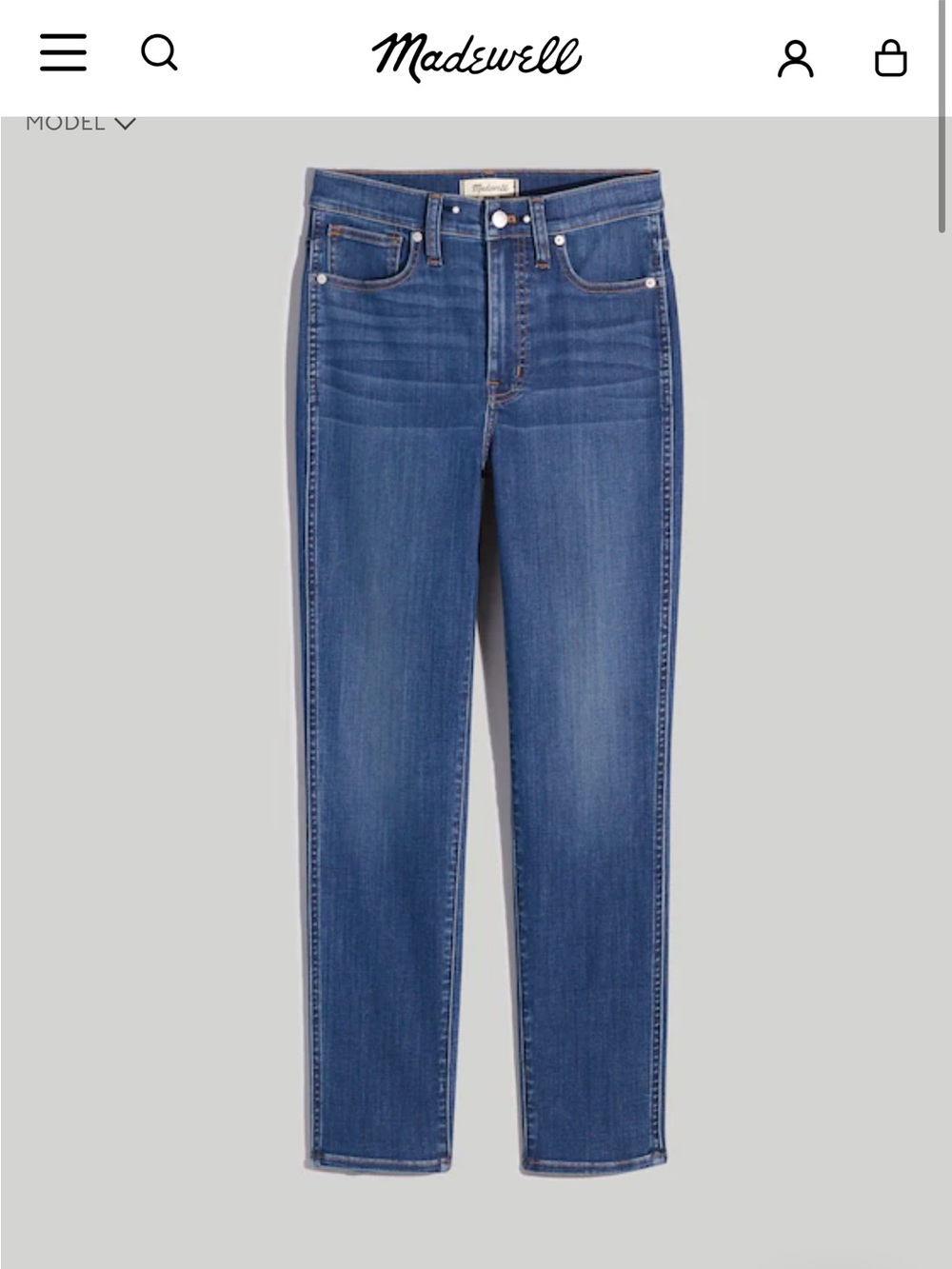 Madewell High-Rise Stovepipe Jeans in Medium Blue